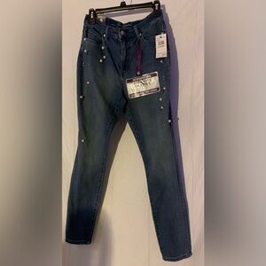 Gloria Vanderbilt Dark Blue Skinny Jeans with Pearl Details